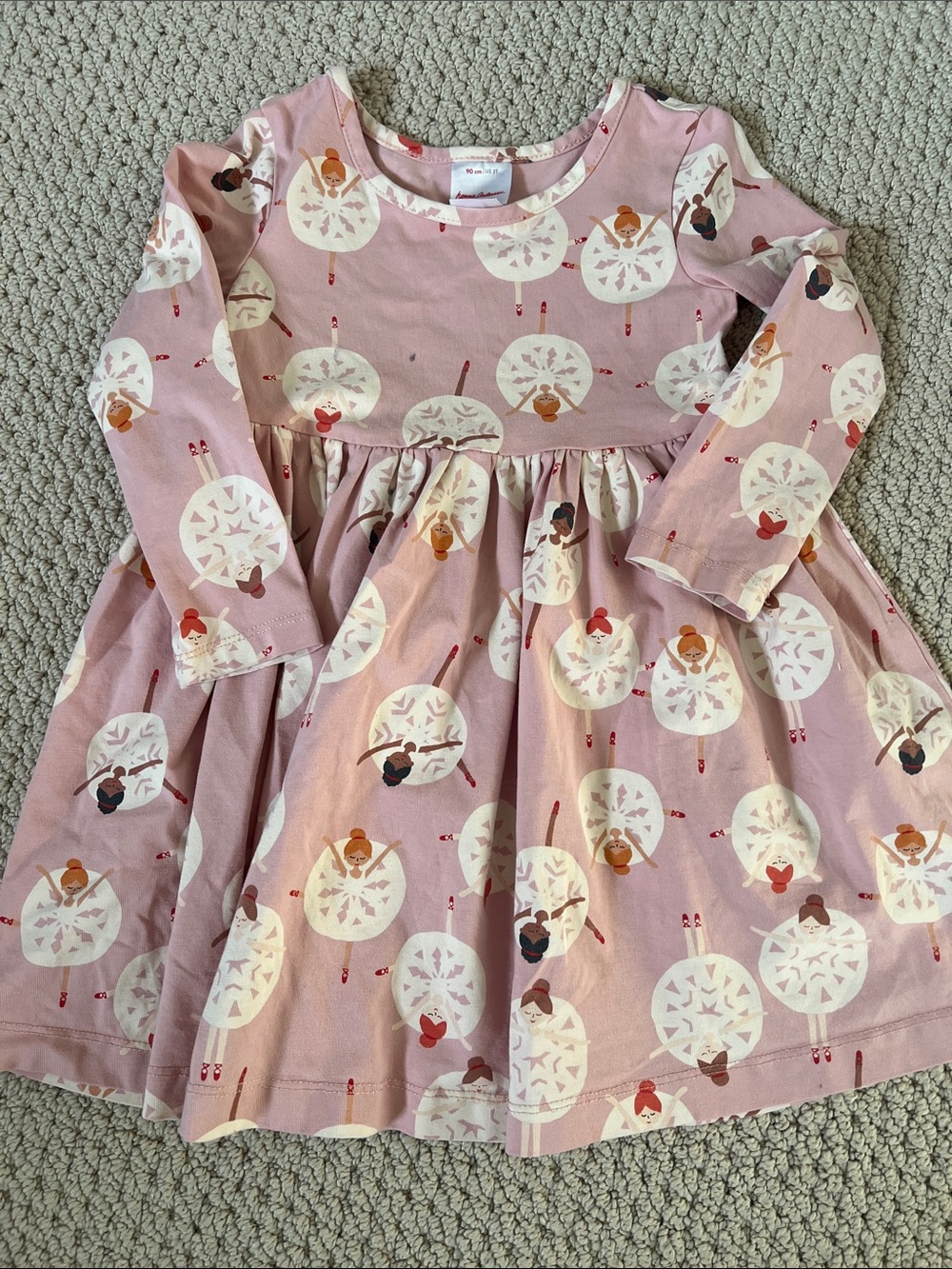 Hanna Andersson Pink Ballerina Print Long-Sleeve Dress
